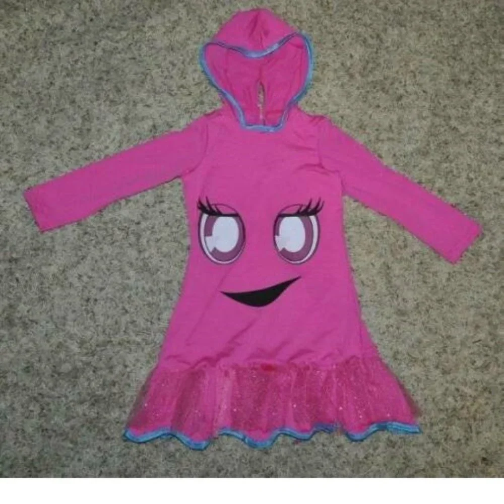 PacMan Pinky Halloween Costume 4/6 Pac-man 4 Pc Dress, Leggings Gloves Girls